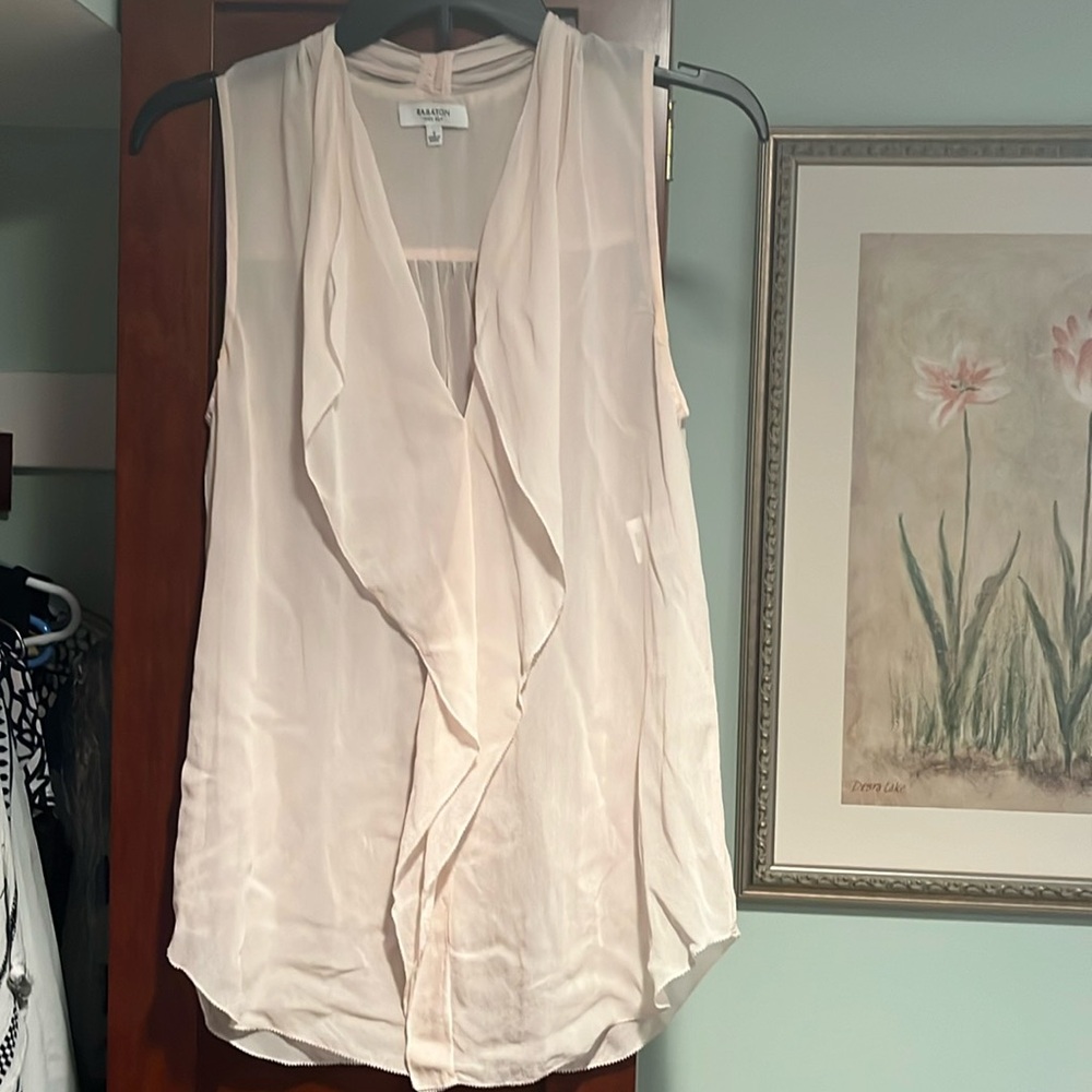 Silk Blush Pink Sleeveless Blouse